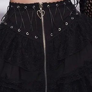 Y2K Mini Skirt with Retro Gothic Punk Lace