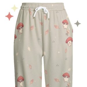 Y2K Mushroom Cuties Sweatpants | Autumn Fall Leaves