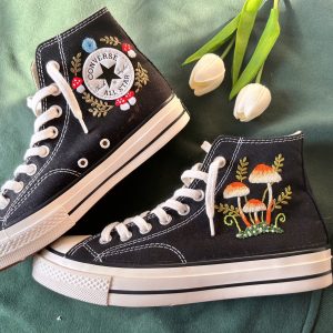 Y2K Mushroom Embroidered Converse High Tops