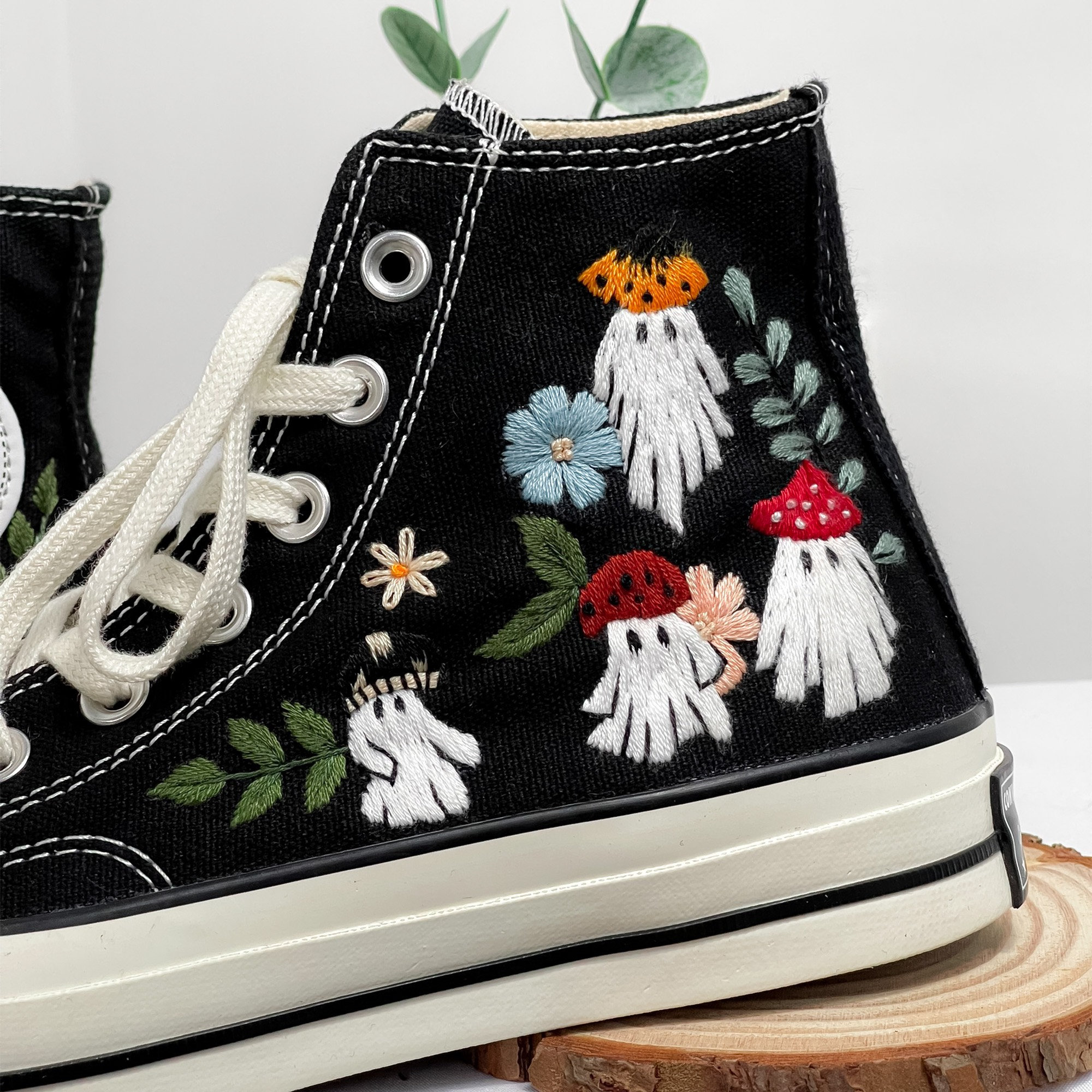 Y2K Mushroom Embroidered Converse Sneakers