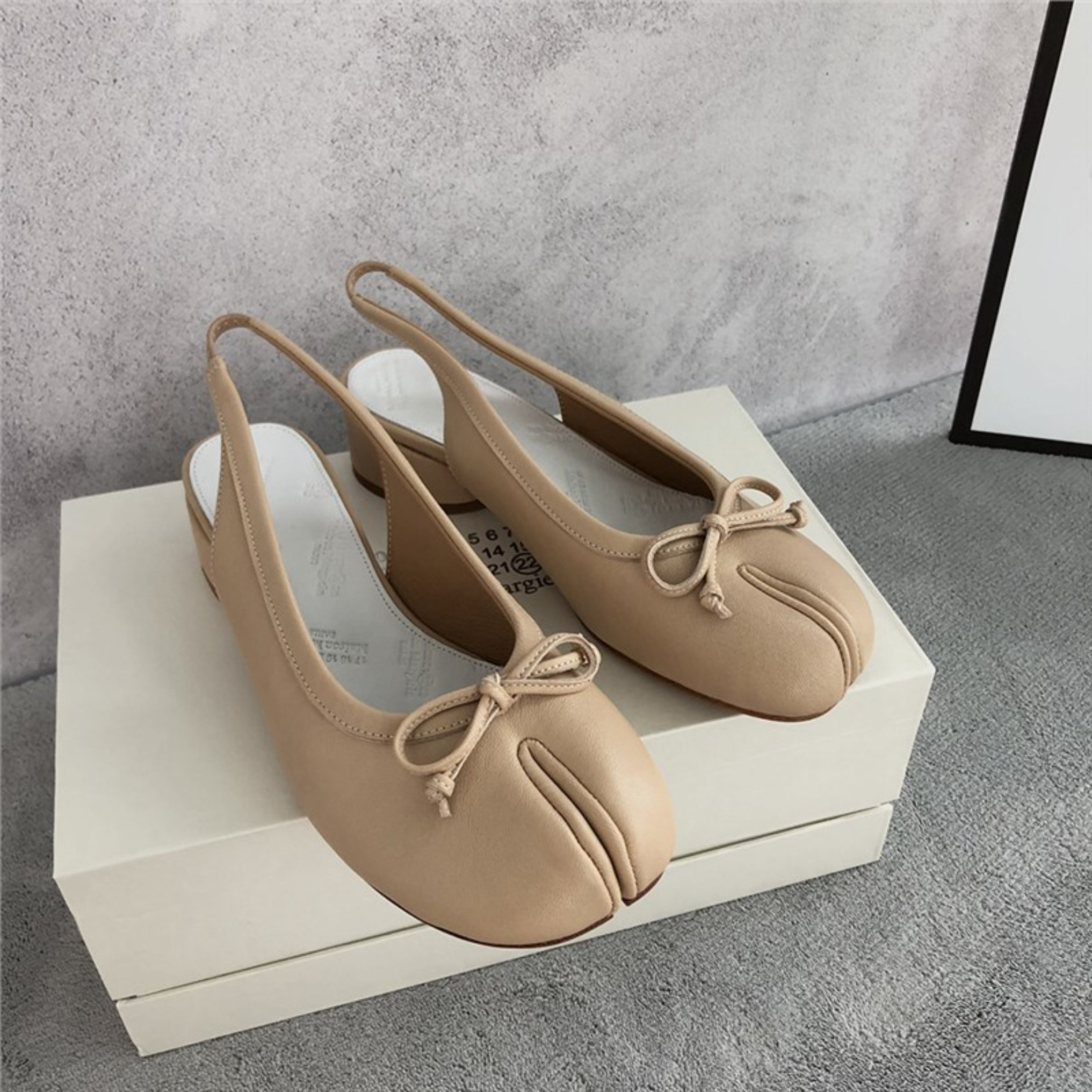 Y2K Nude Leather Mary Jane Flats