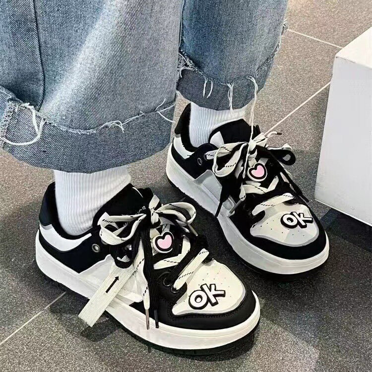 Y2K OK Sneakers - Black Harajuku Womens Shoes