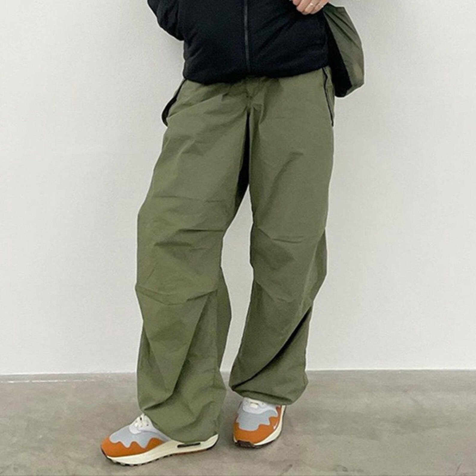 Y2K Oversized Cargo Pants - Low Waisted Drawstring Trousers