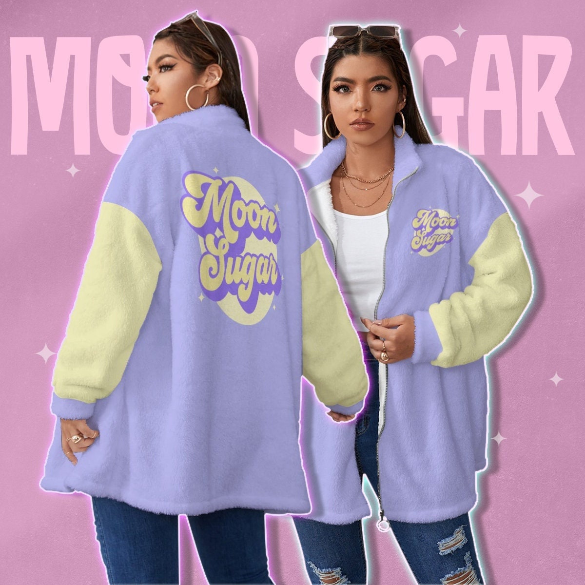 Y2K Oversized Moon Sugar Fluff Jacket