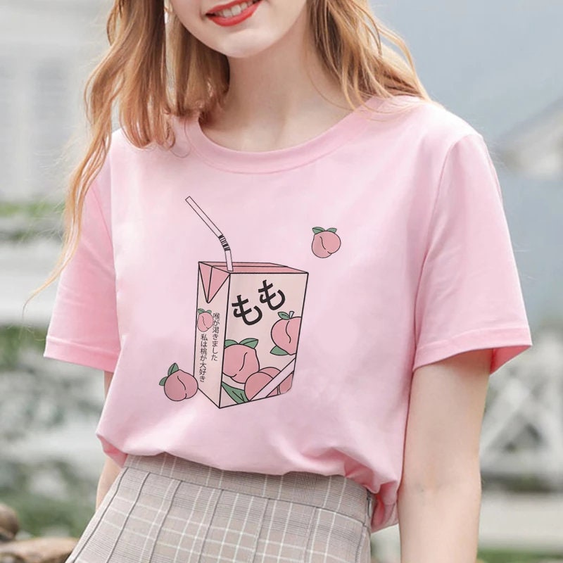 Y2K Peach Milk Harajuku Kawaii Anime Shirt