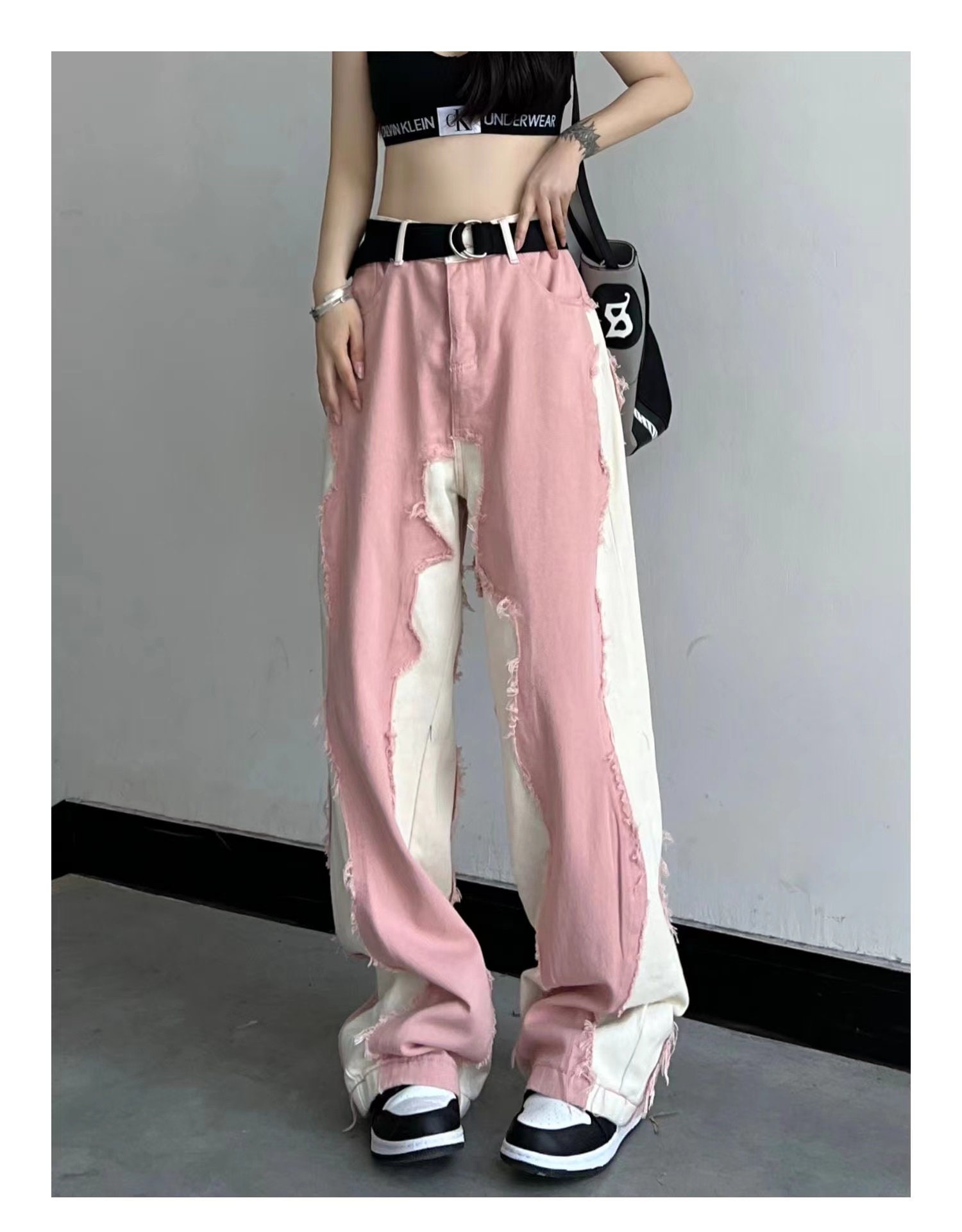 Y2K Pink High Waist Baggy Jeans - Women's Wide Leg Streetwear