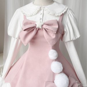 Y2K Pink Lolita Ruffle Party Costume Dress