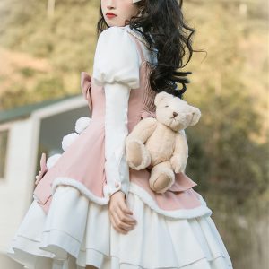 Y2K Pink Lolita Ruffle Party Costume Dress