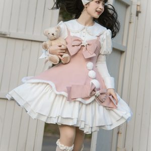 Y2K Pink Lolita Ruffle Party Costume Dress