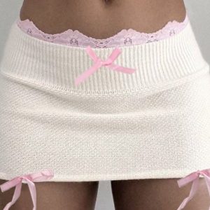 Y2K Pink Mini Skirt - Lolita Sweater Style