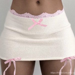 Y2K Pink Mini Skirt - Lolita Sweater Style