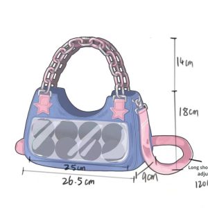 Y2K Pink Star Denim Shoulder Bag