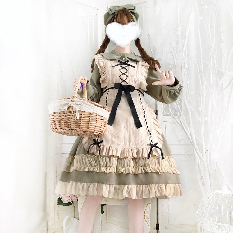 Y2K Princess Dress with Long Sleeves and Lace Bow