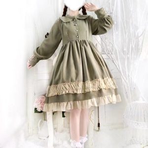 Y2K Princess Dress with Long Sleeves and Lace Bow