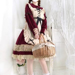 Y2K Princess Dress with Long Sleeves and Lace Bow