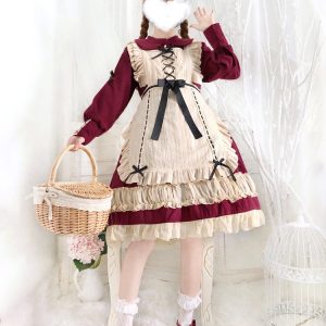 Y2K Princess Dress with Long Sleeves and Lace Bow