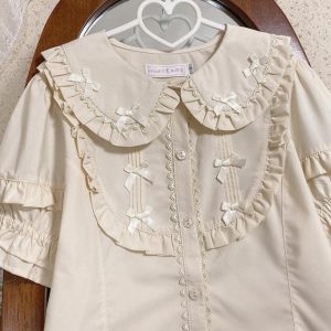 Y2K Princess Lolita Blouse with Lace Angel Ruffle