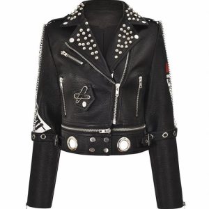 Y2K Punk Metal Rivet Zipper Jacket