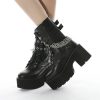 Y2K Punk Style Vegan Leather Chain Ankle Boots