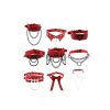 Y2K Red Faux Leather Punk Tassel Pendant Necklace