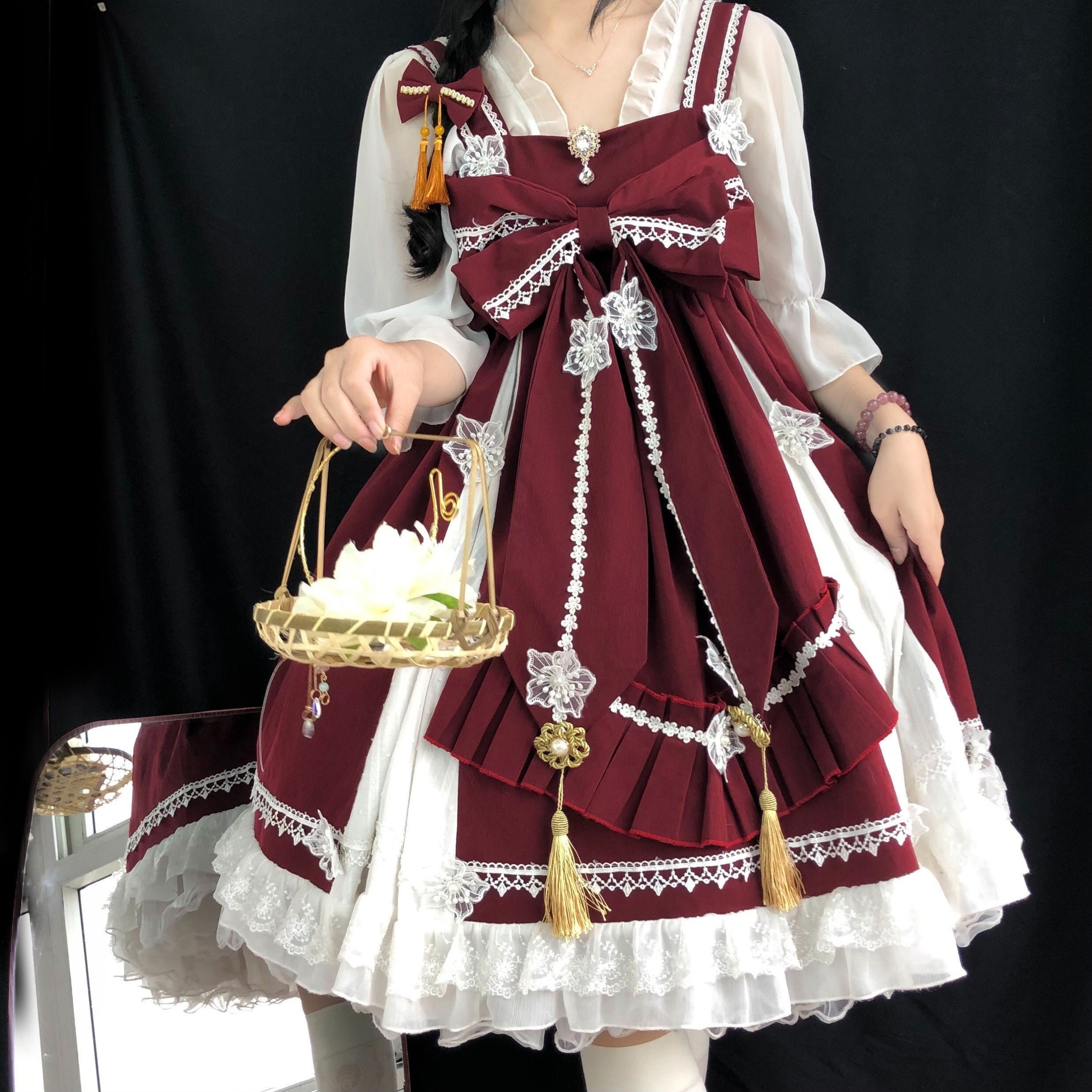 Y2K Red Lolita Dress - Ancient Princess Style