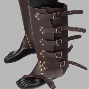 Y2K Renaissance Viking Leather Greaves for Men Women