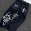 Y2K Retro Skull Embroidery Baggy Denim Jeans