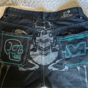 Y2K Retro Skull Embroidery Baggy Denim Pant