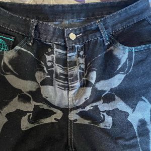 Y2K Retro Skull Embroidery Baggy Denim Pant