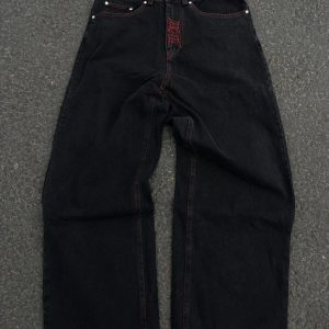 Y2K Retro Skull Embroidery Baggy Denim Pant