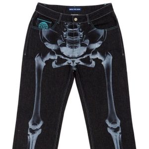 Y2K Retro Skull Embroidery Baggy Denim Pant