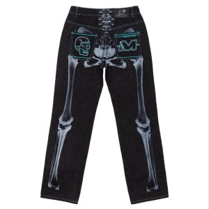 Y2K Retro Skull Embroidery Baggy Denim Pant