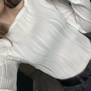 Y2K Ribbed Long Sleeve Basic Top