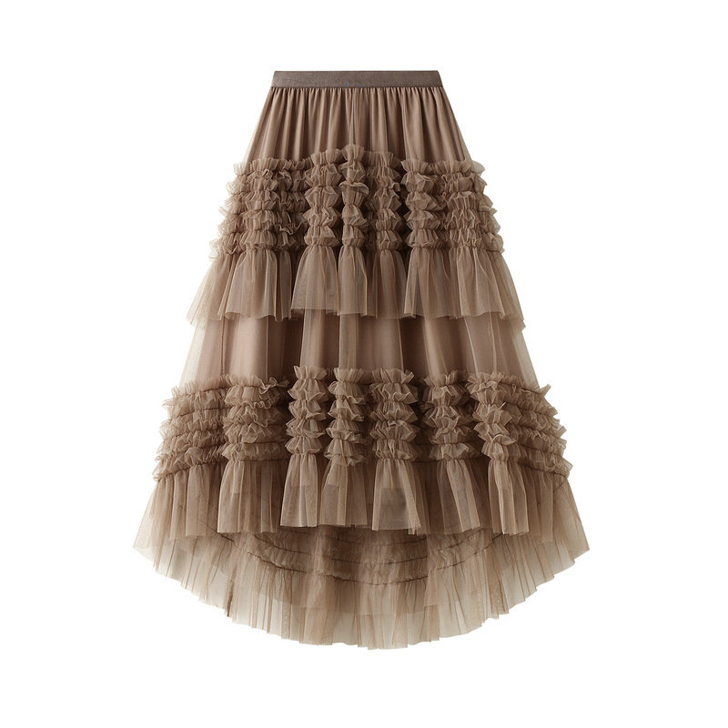 Y2K Ruffle Maxi Tulle Skirt for Women