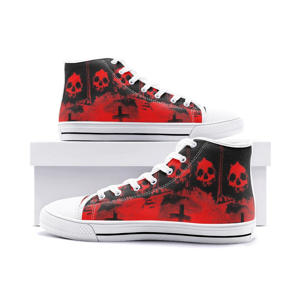 Y2K Satanic Devil Skull Baphomet High Top Canvas Shoes