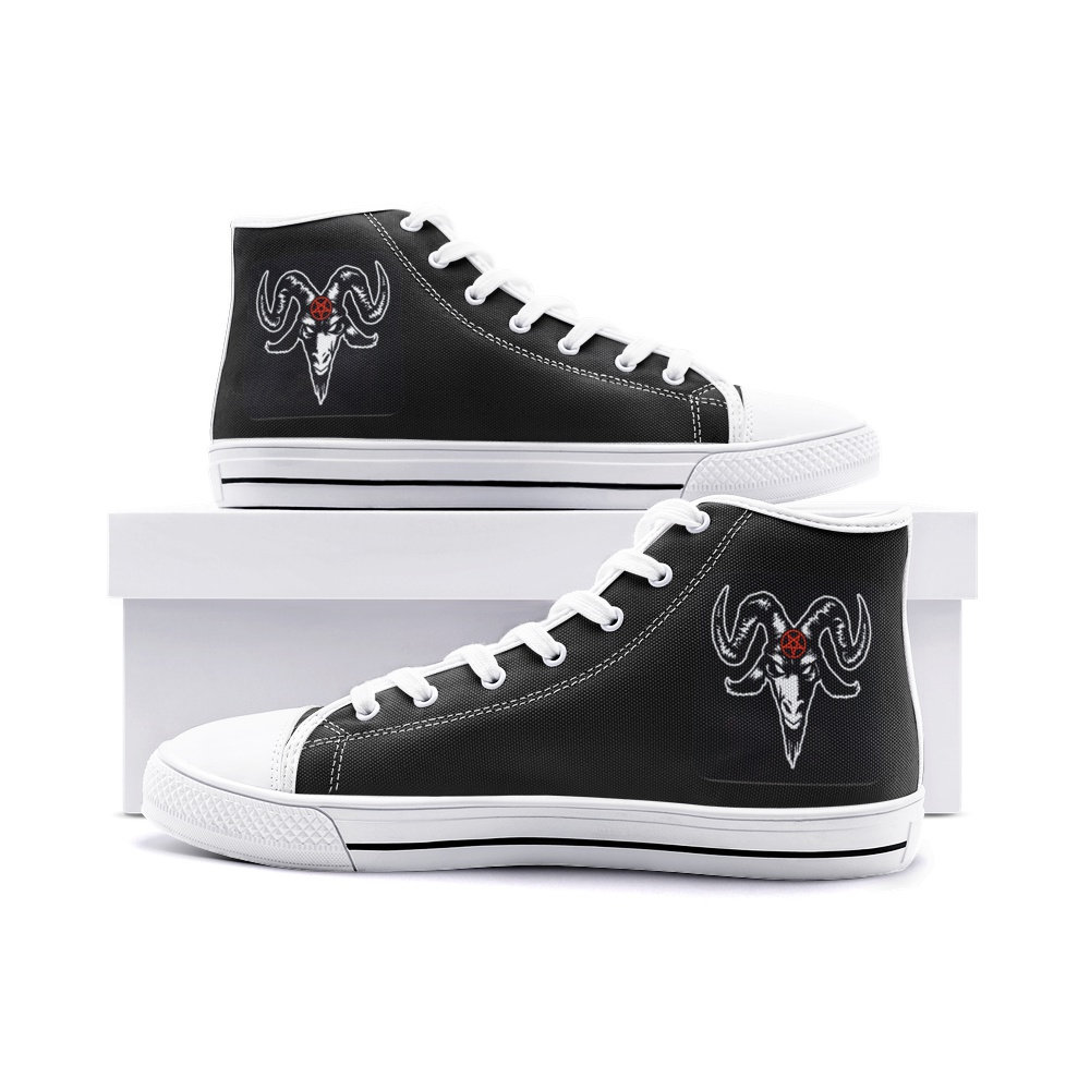 Y2K Satanic Devil Skull Baphomet High Top Canvas Shoes