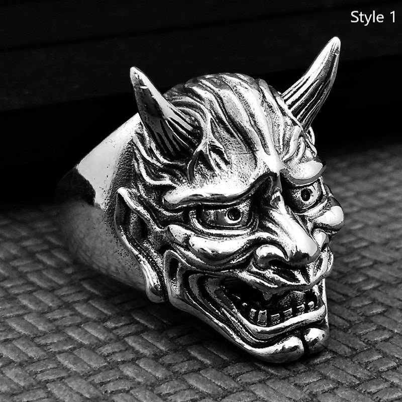 Y2K Satanic Hannya Demonic Metal Ring