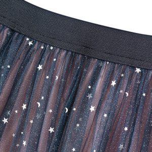 Y2K Sequin Star Embellished Tulle Midi Skirt