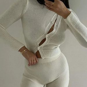 Y2K Sexy Knit Hollow Out Crop Top