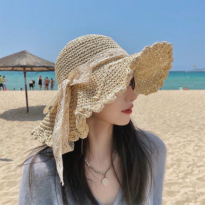 Y2K Shining Handmade Plaited Straw Hat for Women