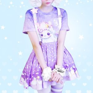 Y2K Shooting Star Alpaca Tshirt and Skirt Set