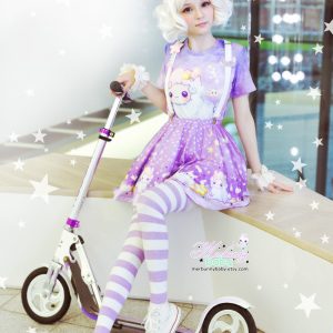 Y2K Shooting Star Alpaca Tshirt and Skirt Set