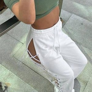 Y2K Side Lace Up Streetwear Pants