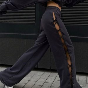 Y2K Side Lace Up Streetwear Pants