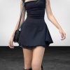 Y2K Sleeveless Mini Dress - Coquette Goth Kawaii A Line Dress