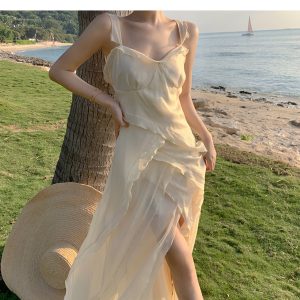 Y2K Sling Party Ruffle Tulle Sun Dress