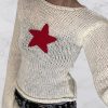 Y2K Star Patchwork Grunge Knitted Long Sleeve Top