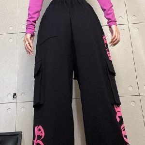 Y2K Streetwear Cargo Sweatpants - Harajuku Style