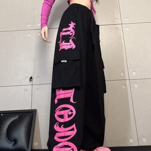 Y2K Streetwear Cargo Sweatpants - Harajuku Style