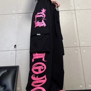 Y2K Streetwear Cargo Sweatpants - Harajuku Style